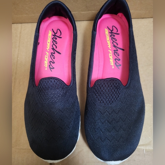 Skechers Memory Foam Slip-Ons Navy Blue Women Size 8 - Picture 2 of 7